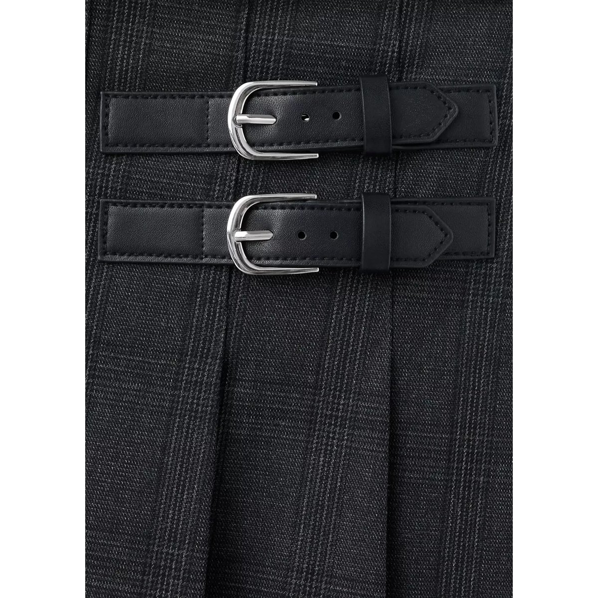 Jupe plissée carreaux gris, MANGO