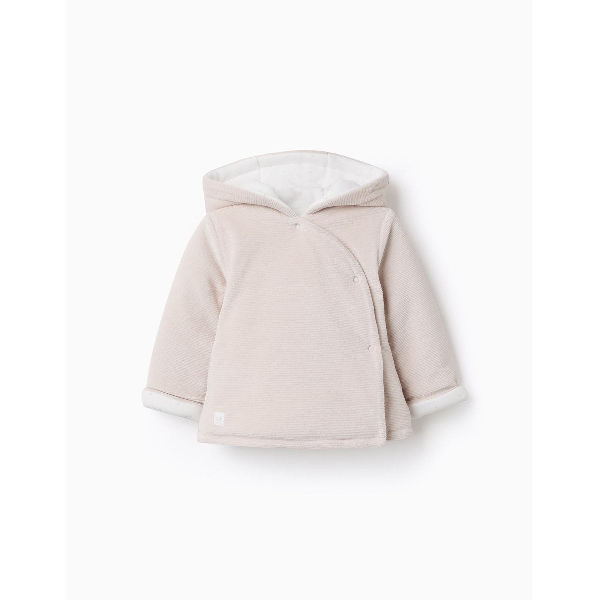 Veste matelassée en velours avec capuche et doublure gris clair, ZIPPY