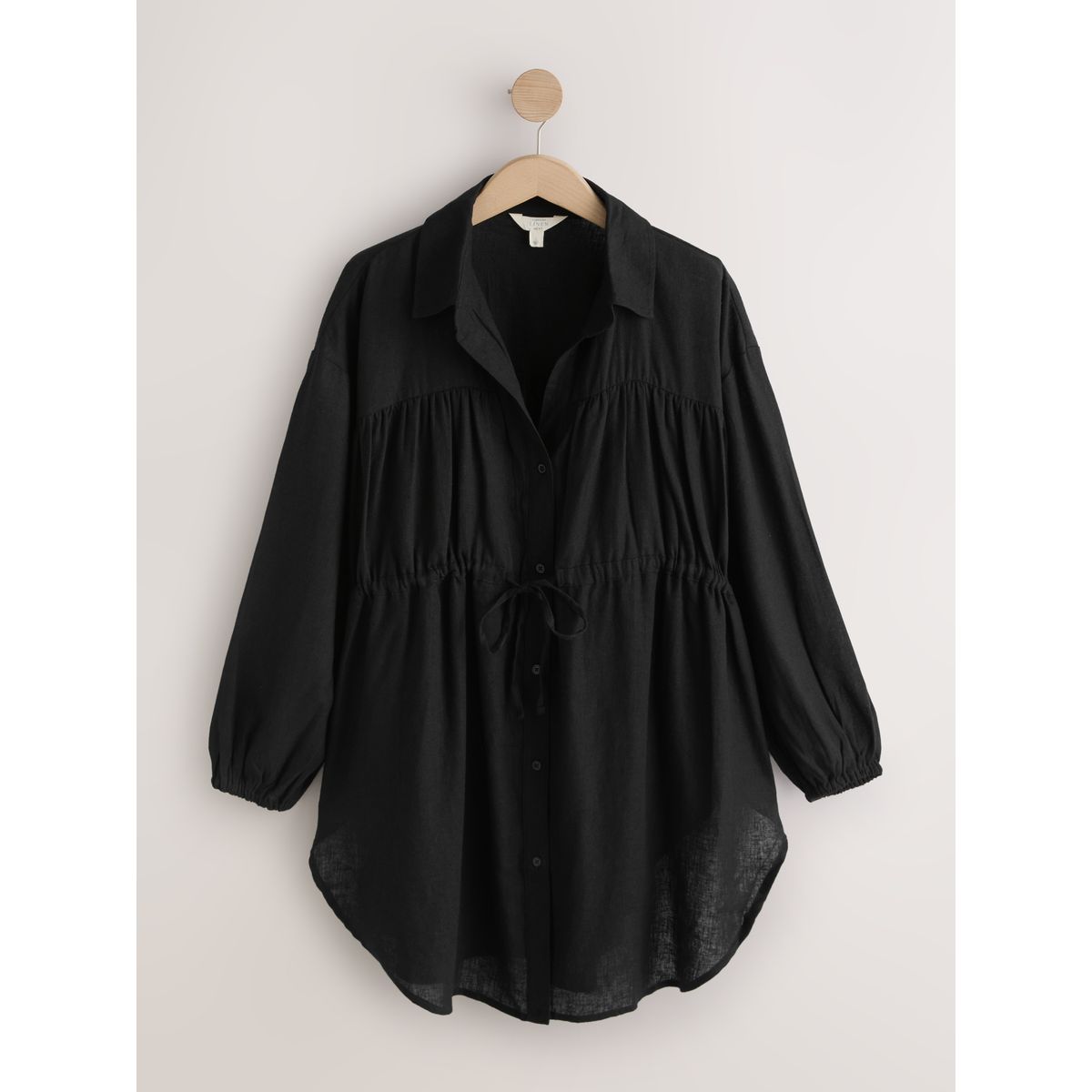 Tunique caftan taille froncée avec lin noir, NEXT