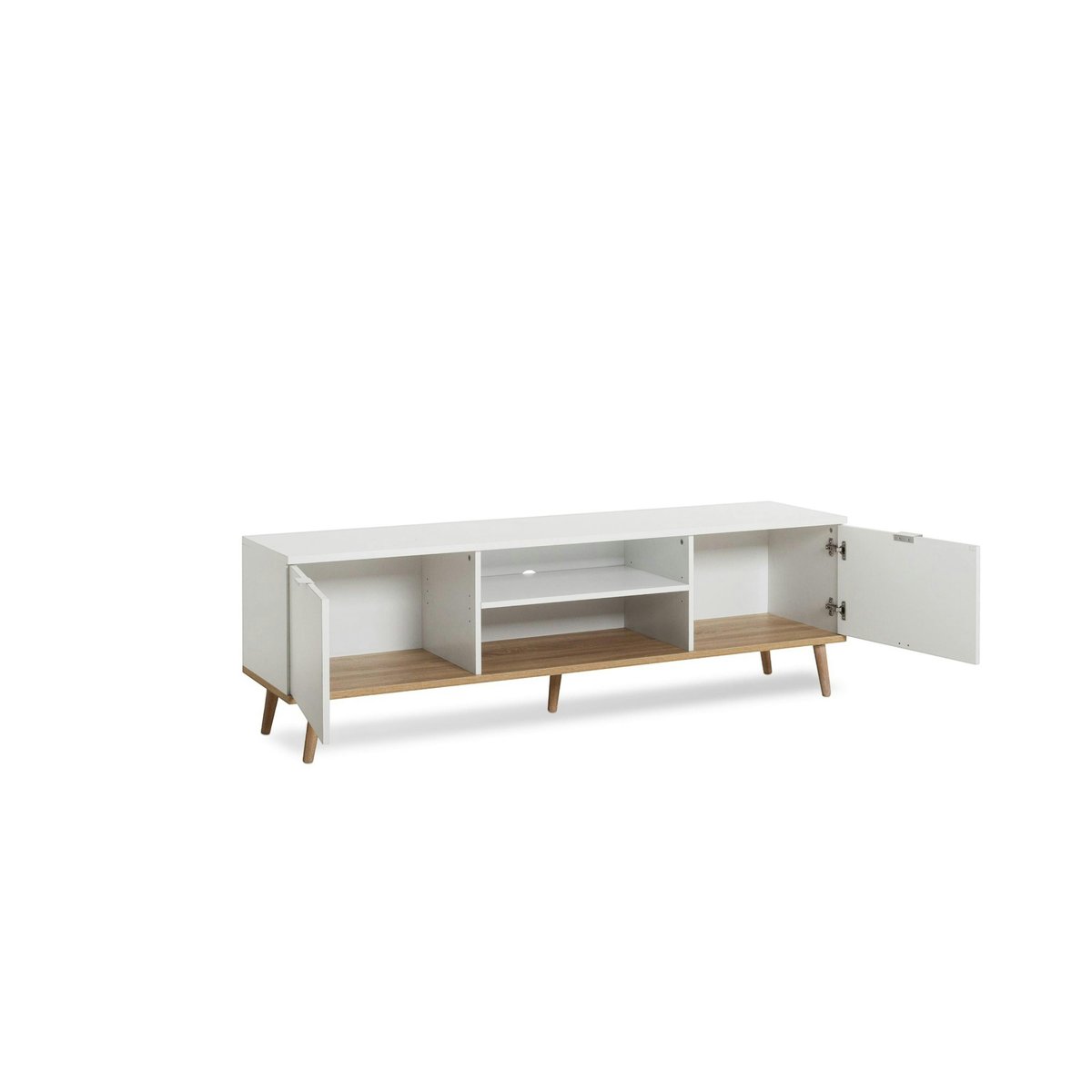 Meuble TV blanc 2 portes style scandinave ALVA blanc, PIER IMPORT