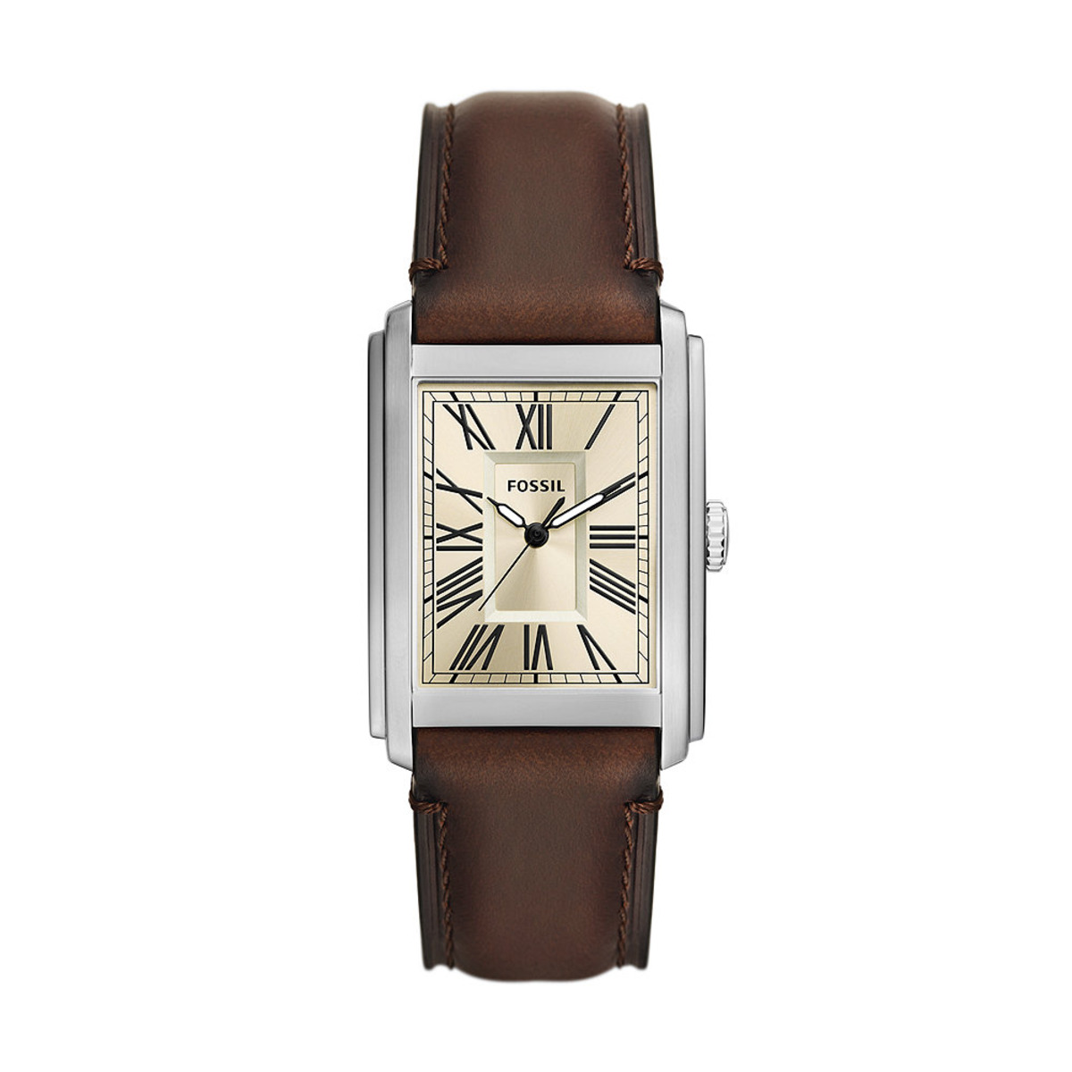 Montre Analogique  CARRAWAY argenté blanc marron, FOSSIL