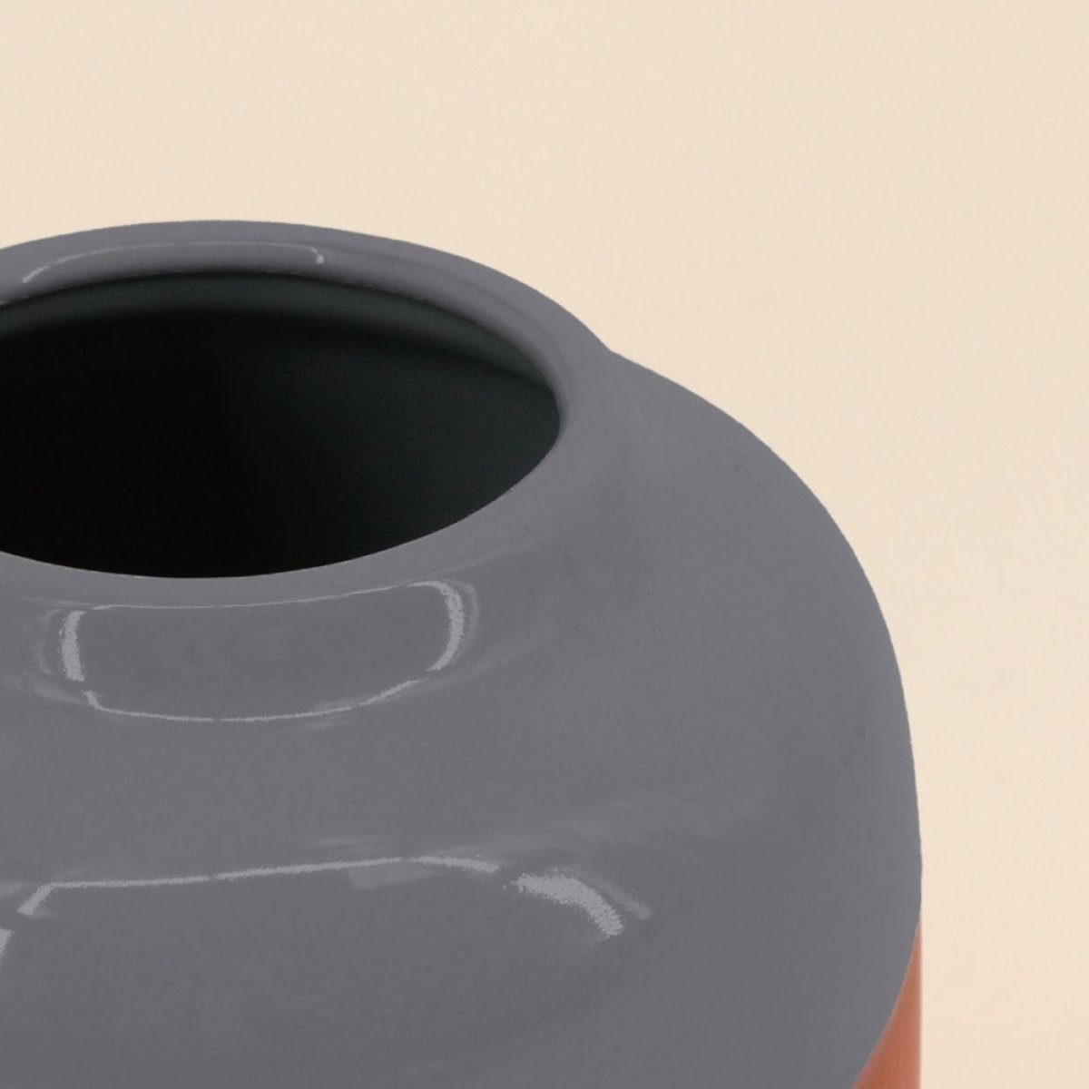Vase bicolore, H16cm gris, ORNAMI