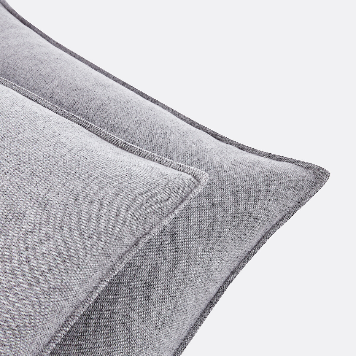 Funda de almohada, en franela de algodón chambray, Clara gris oscuro jaspeado, LA REDOUTE INTERIEURS