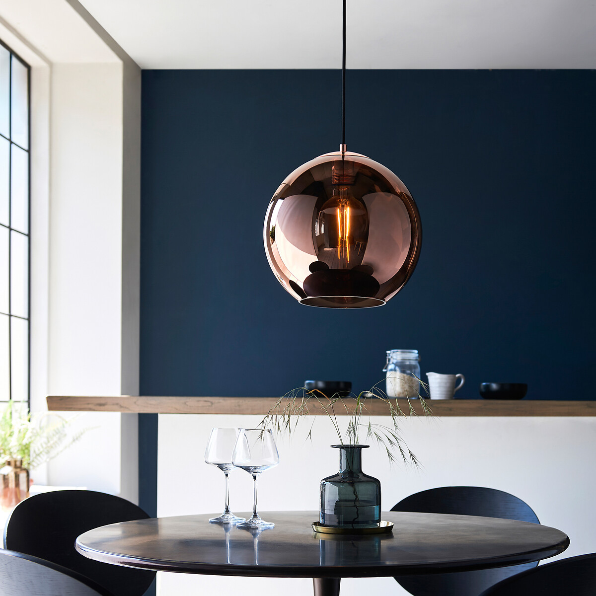Bocco Mirrored Glass Pendant Light black, SO'HOME