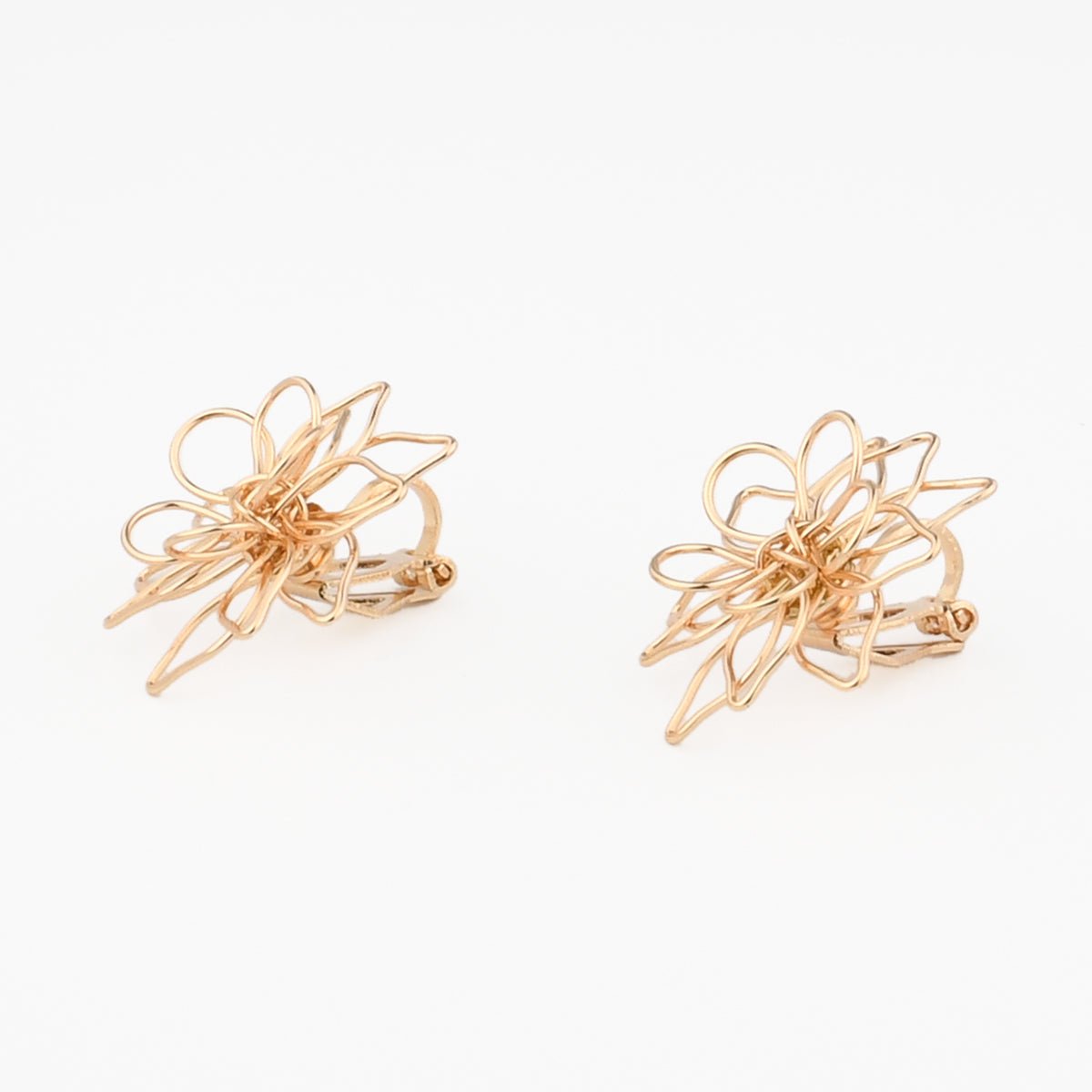 Boucles d'oreilles clips - fleurs filaires dorées doré, BALABOOSTE