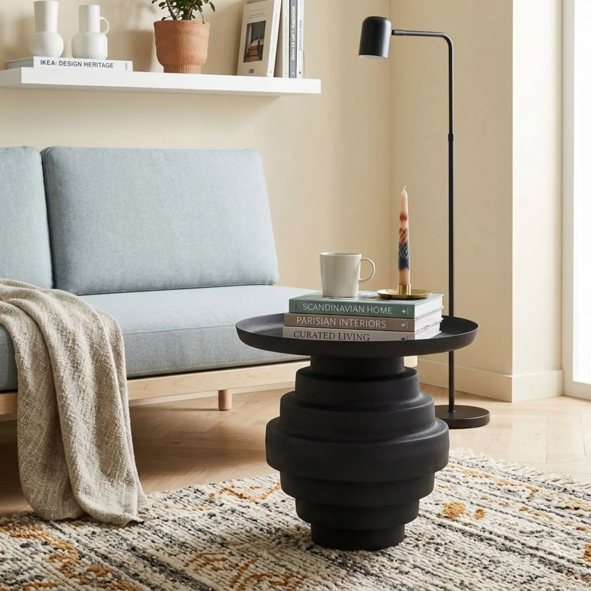 Table basse ronde design en métal coloré D40 - MARLO noir, HELLIN, DEPUIS 1862