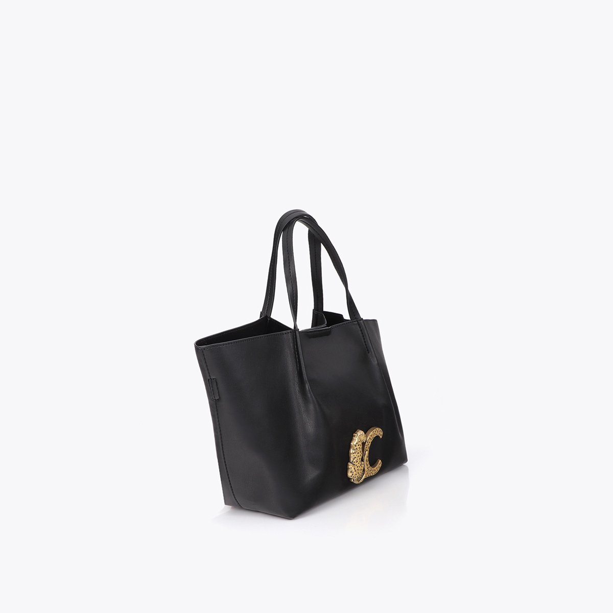 Sac à main à logo métallique noir, LOLA CASADEMUNT