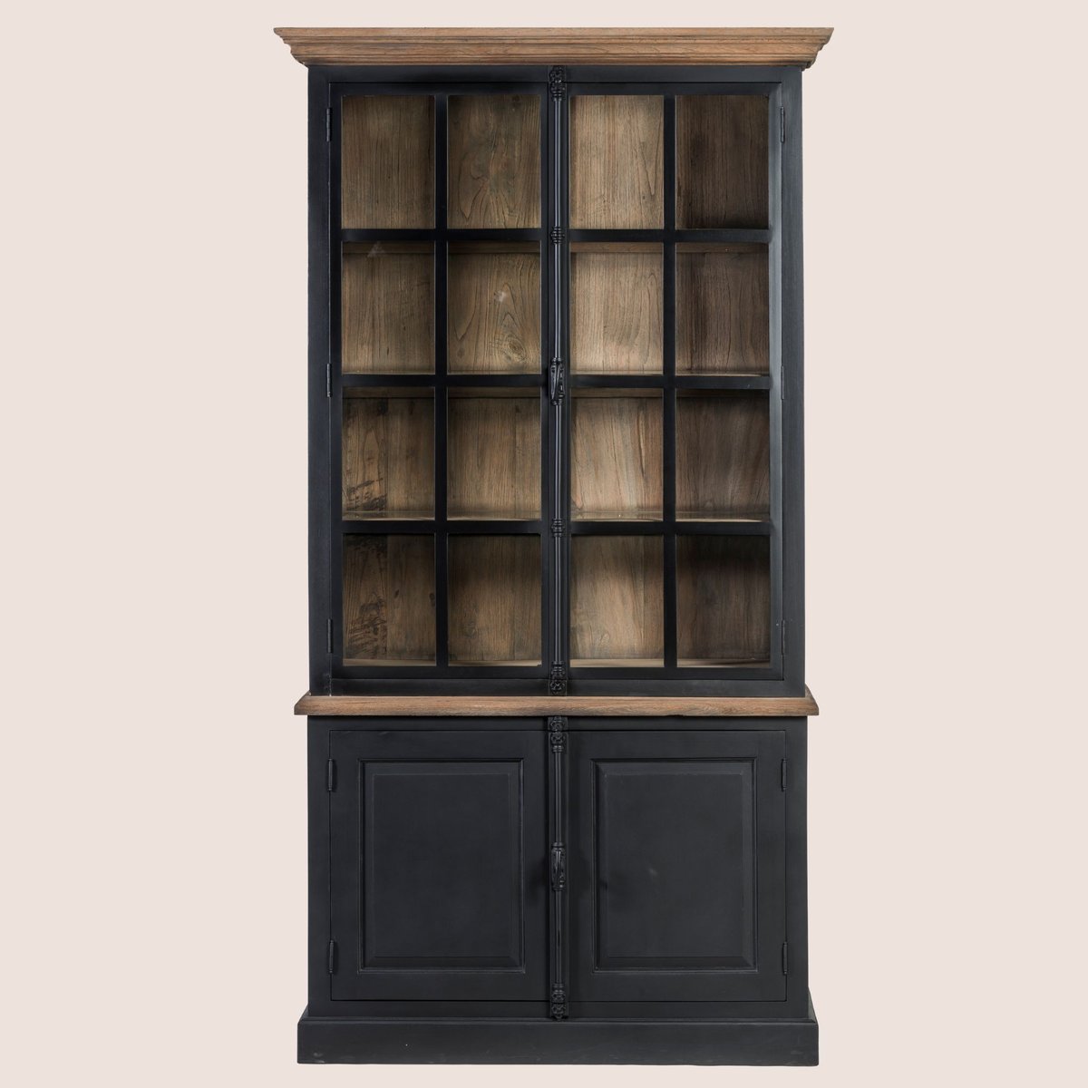 Buffet vaisselier en bois noir 2 portes vitrées - DALILA noir, HELLIN, DEPUIS 1862