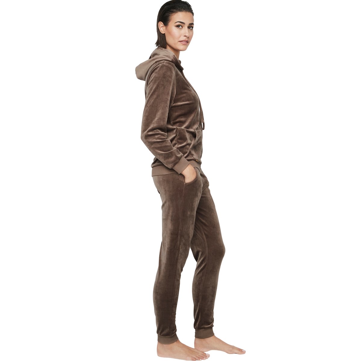Tenue détente pyjama pantalon veste zippée à capuche P115 SPORT marron, SELMARK