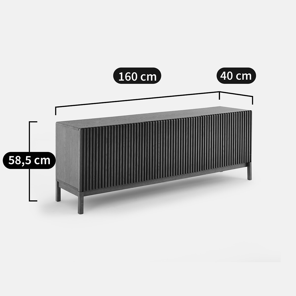 TV-meubel met 3 deuren 160 cm NEOTTIE notenhout tint, LA REDOUTE INTERIEURS