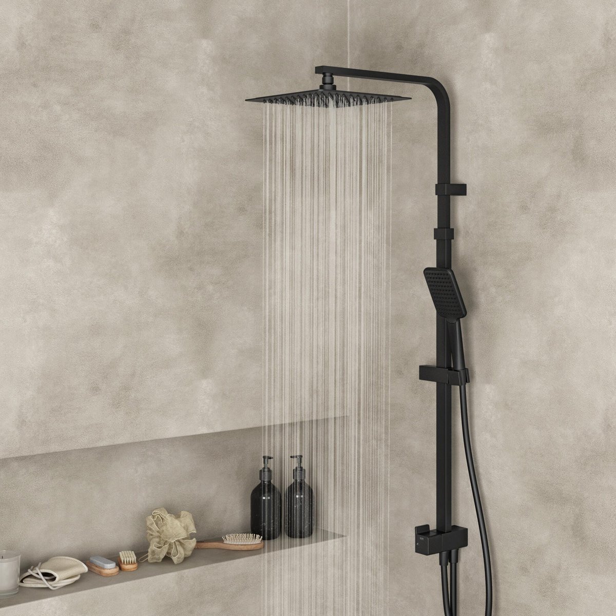 Lot de 2 colonnes de douche sans robinet, STUDIO noir, SENSEA