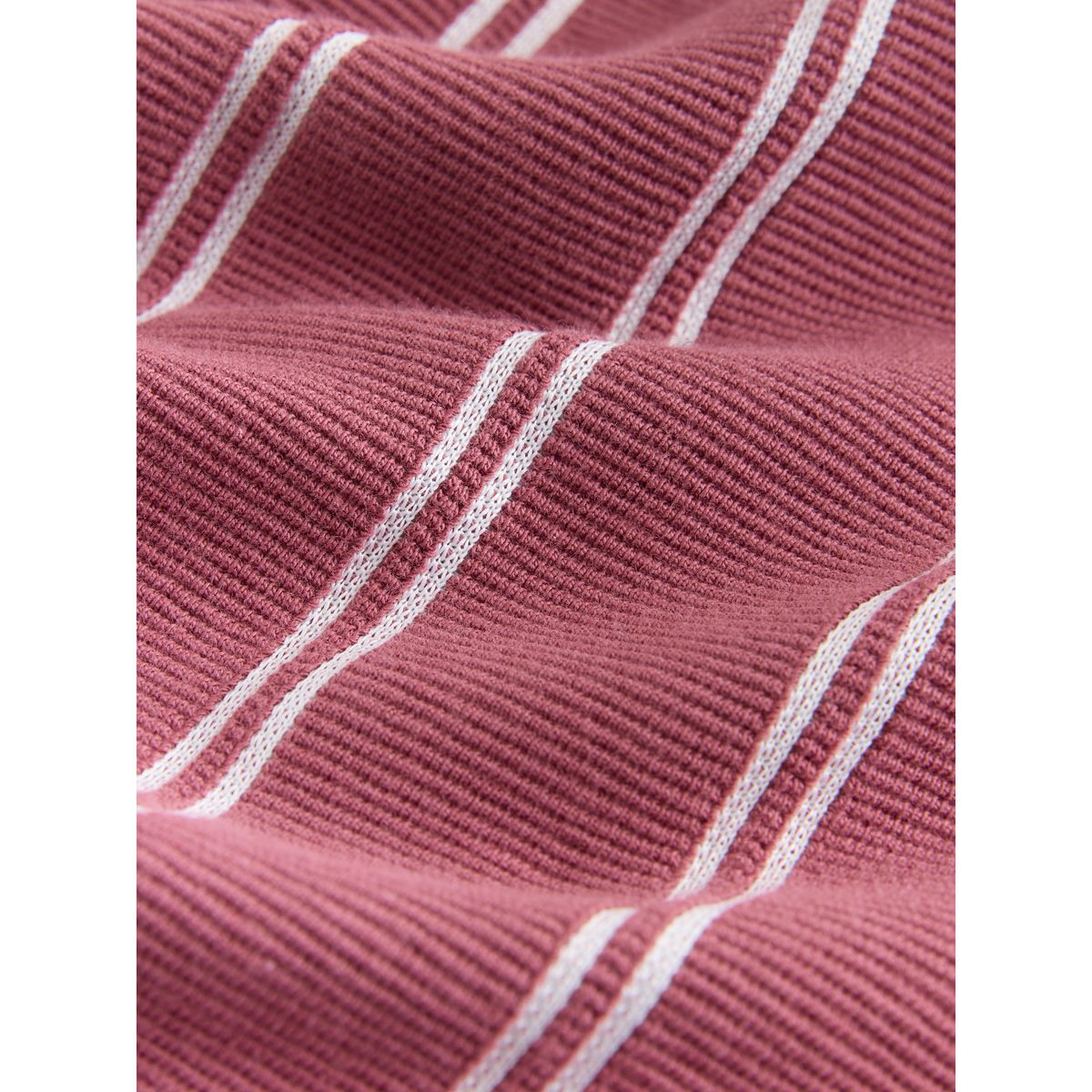 Polo semi-zippé à rayures verticales rose/blanc, NEXT