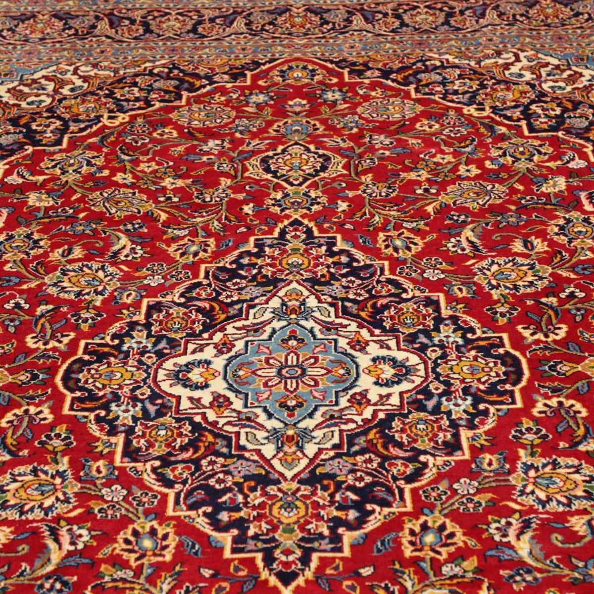 Tapis d'orient au motif oriental, noué main en laine, ARDAKAN 6 rouge, beige, bleu, UN AMOUR DE TAPIS
