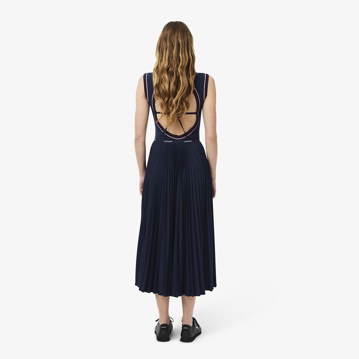 Jupe longue plissée bleu marine, LACOSTE