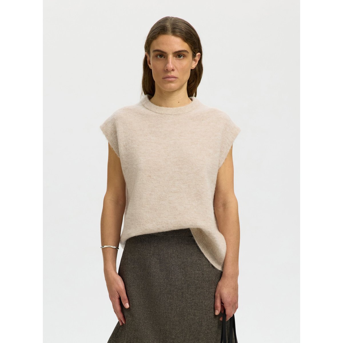 Gilet Tricoté gris - birch1, SELECTED