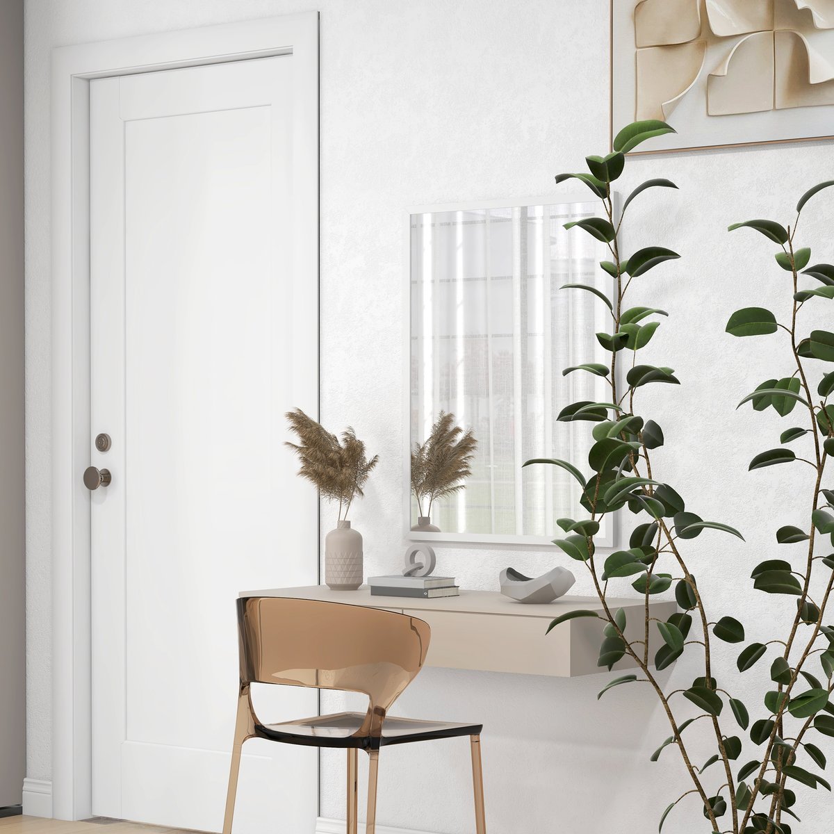 Miroir mural Verre Bois naturel blanc, HOMCOM