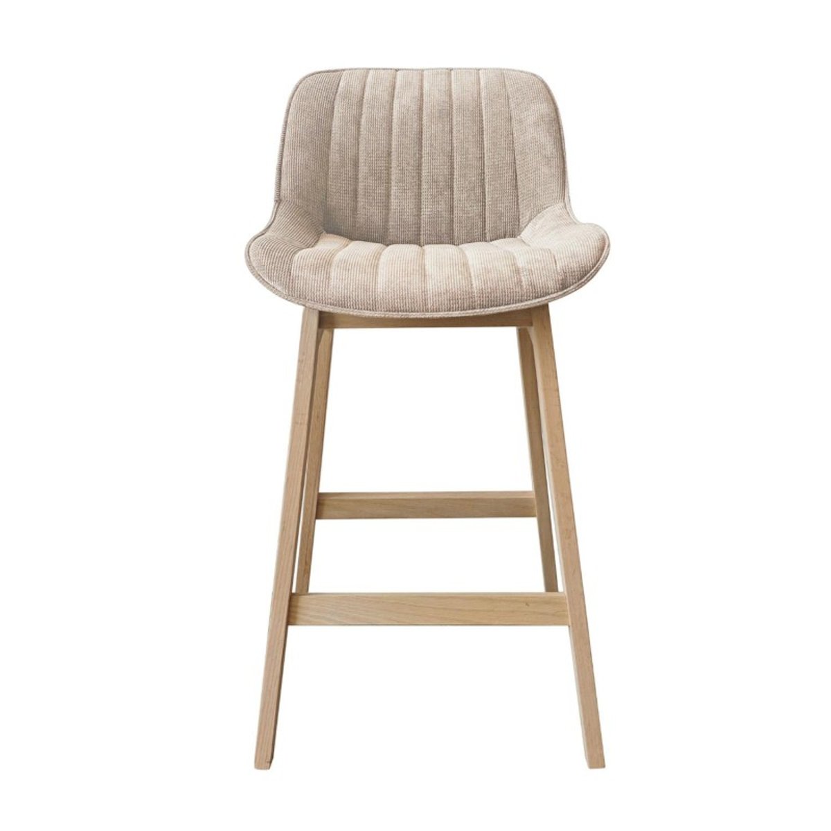 Lot Tabourets Chêne et Velours Côtelé NORDEN H75cm beige, MOB IN