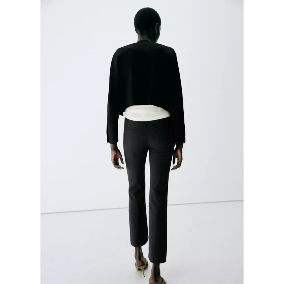 Pantalon droit détail coutures noir, MANGO