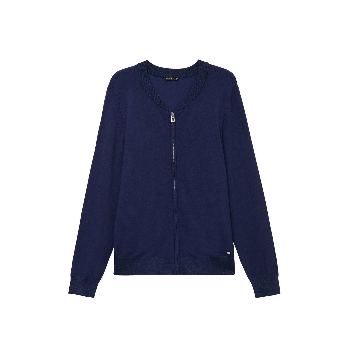 Gilet droit mi-long manches longues bleu marine, BREAL