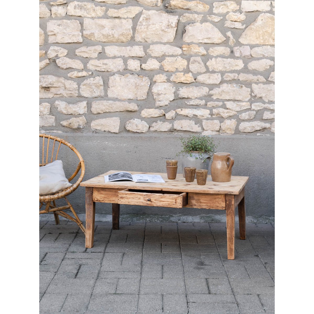 Table basse en bois Léonie N°1148 - Bon état bois clair, DEBONGOUT