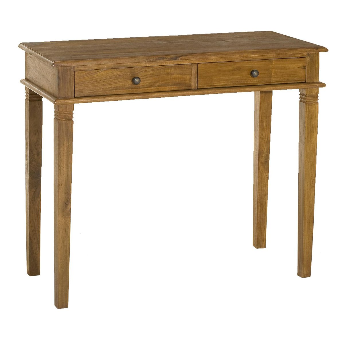Bureau console colonial Teck Miel 90cm BISHO bois naturel, PIER IMPORT