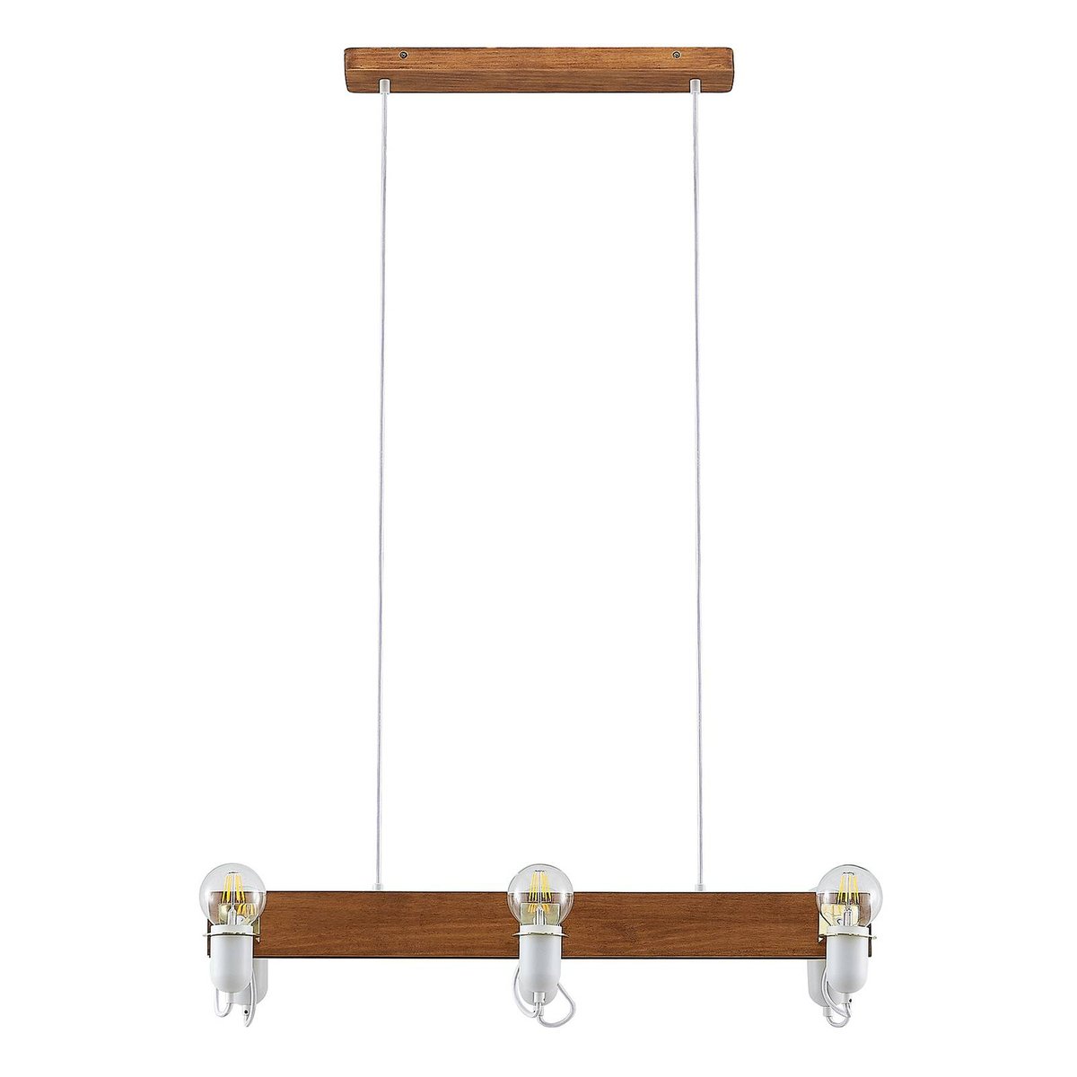 Suspension en bois scandinave, Becky bois ancien, blanc, laiton poli, LUCANDE