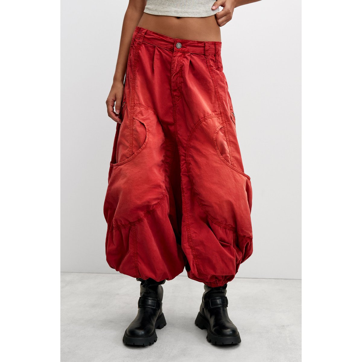 pantalon baggy en coton rouge, DESIGUAL