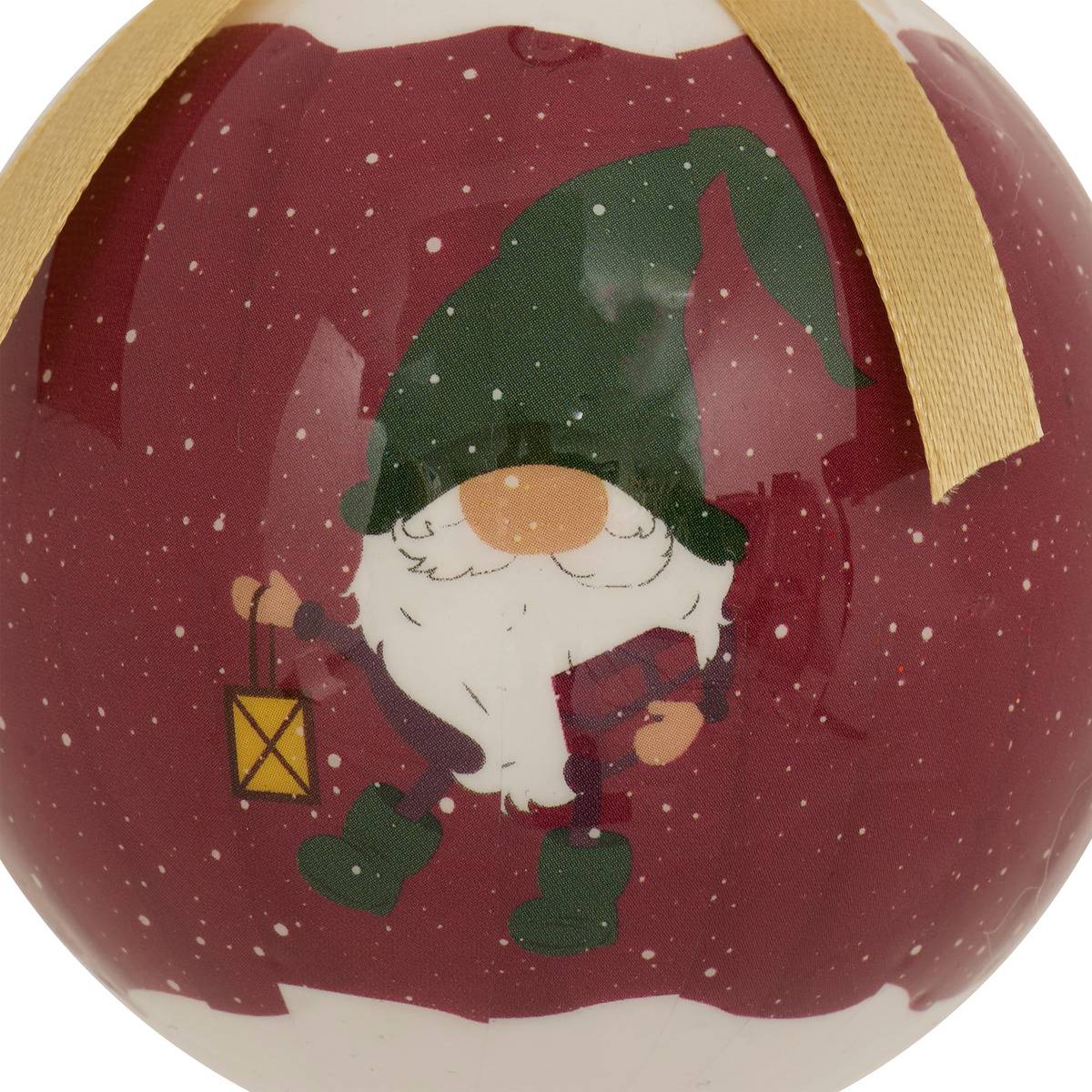 Boule de Noël en papier imprimé grand gnome D. 75 mm violet, FEERIC LIGHTS & CHRISTMAS