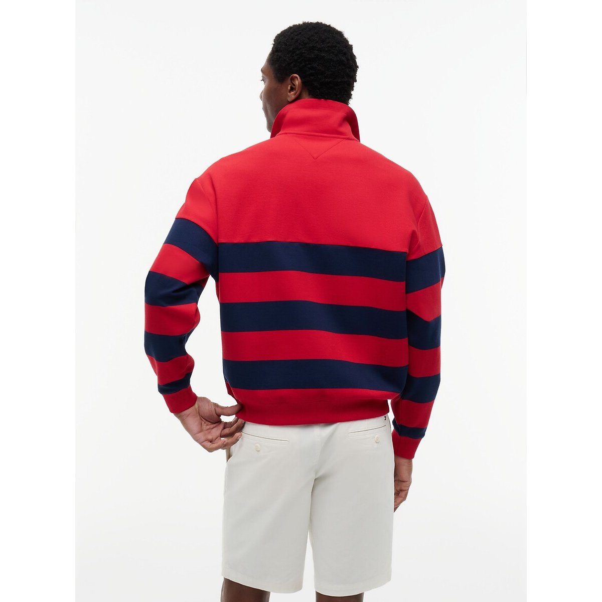 Sweat demi-zippé col montant rouge/marine, TOMMY HILFIGER