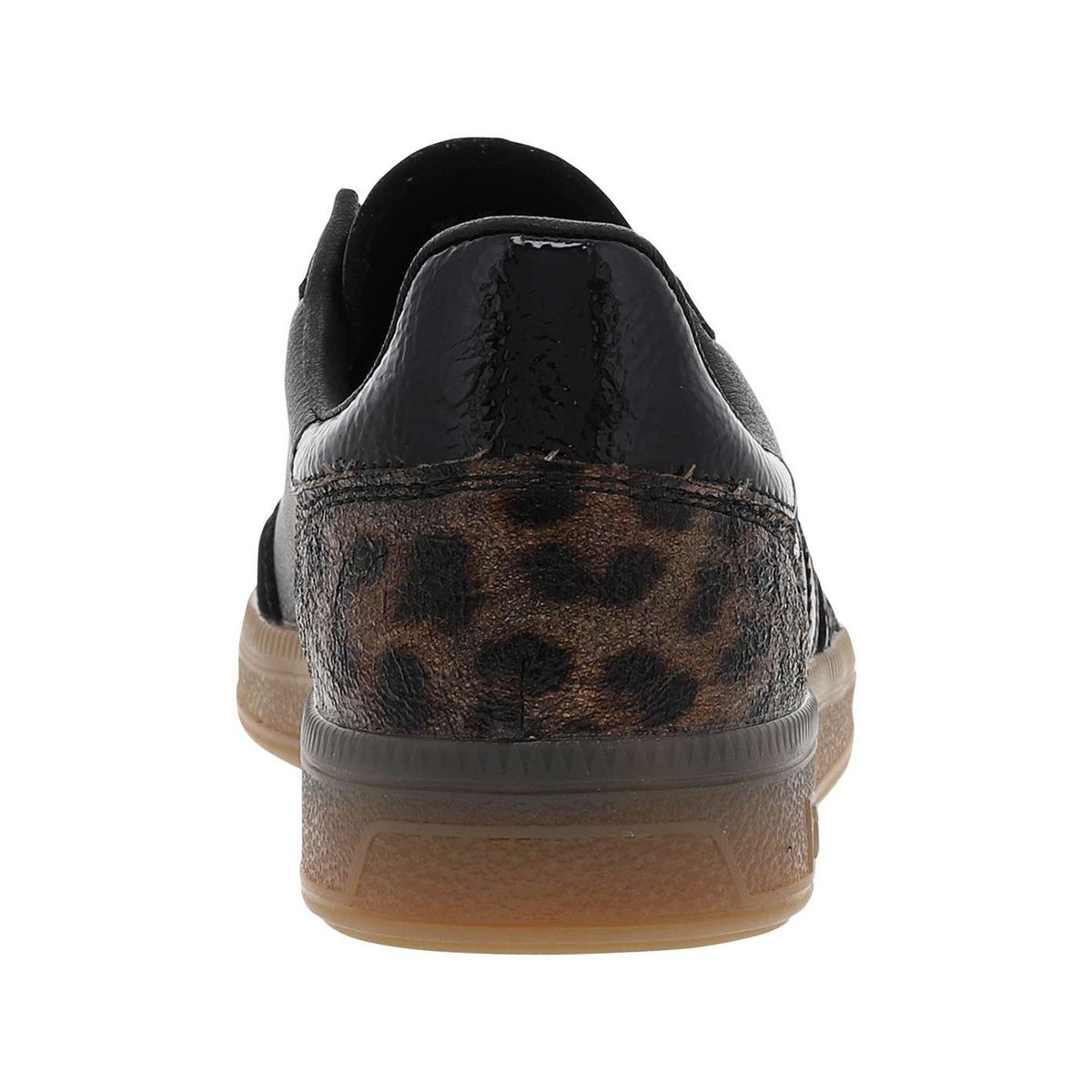 Tennis en cuir noires avec empiècement motif léopard brillant noires, RIEKER
