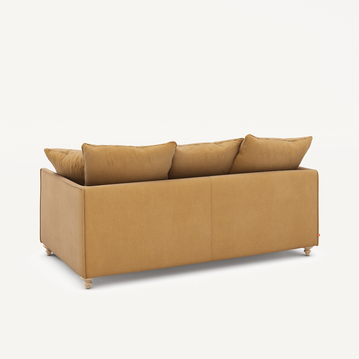 Canapé compact 3 places convertible en velours de lin, LAZARE caramel, AM.PM