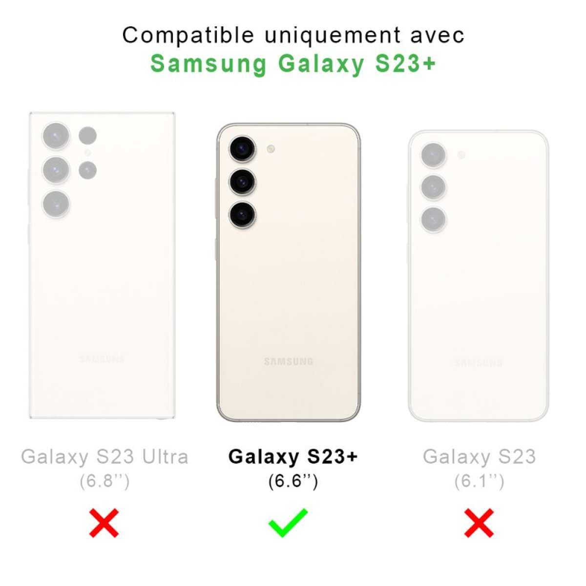 Coque Galaxy S23 Plus antichoc + 2 vitres transparent, EVETANE