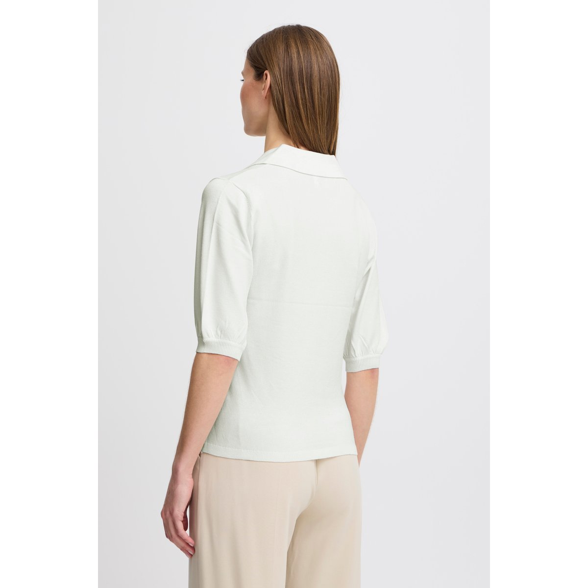 Pull en maille manches courtes blanc marshmallow, B.YOUNG