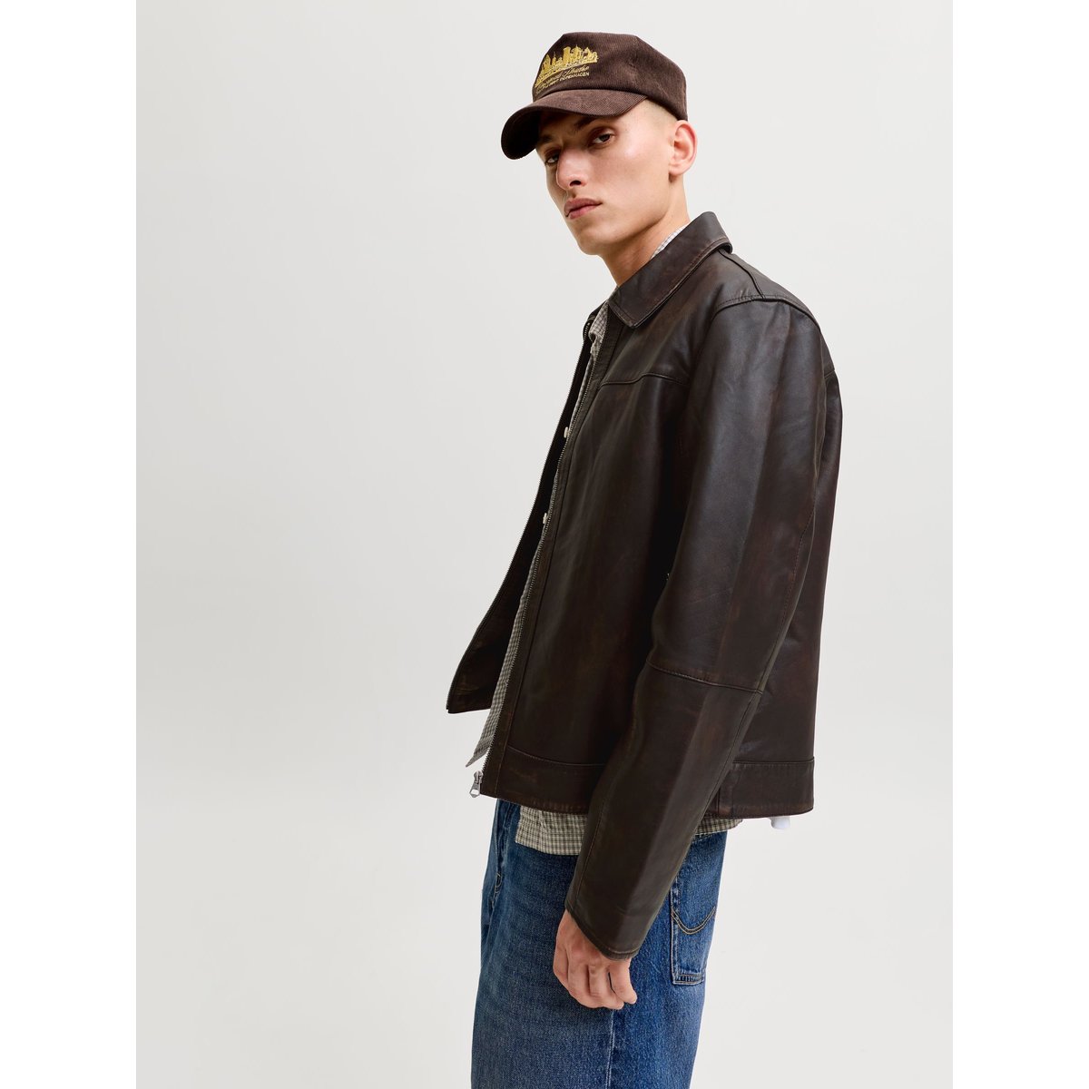 Veste En Cuir chocolate brown, JACK & JONES