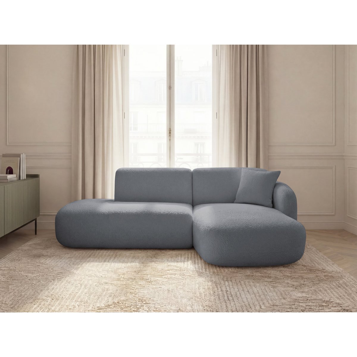 Canapé modulable 3 places en tissu chenille, ANDA gris, BOBOCHIC