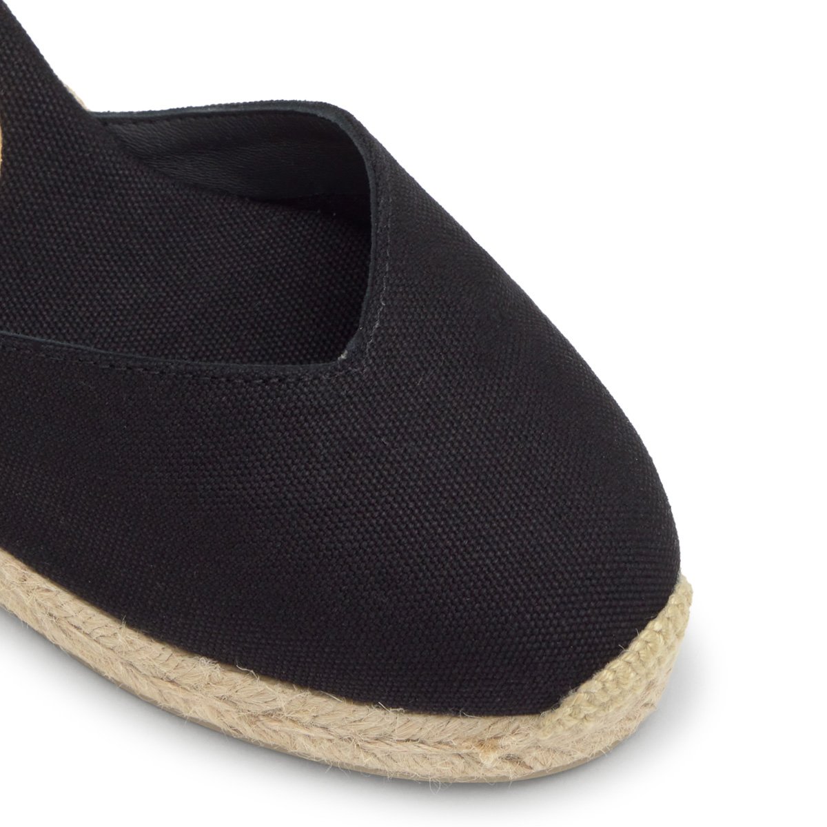 Espadrilles compensées en jute tressée à découpe en V CHIARA LIGHT PLATFORM noir, CASTANER