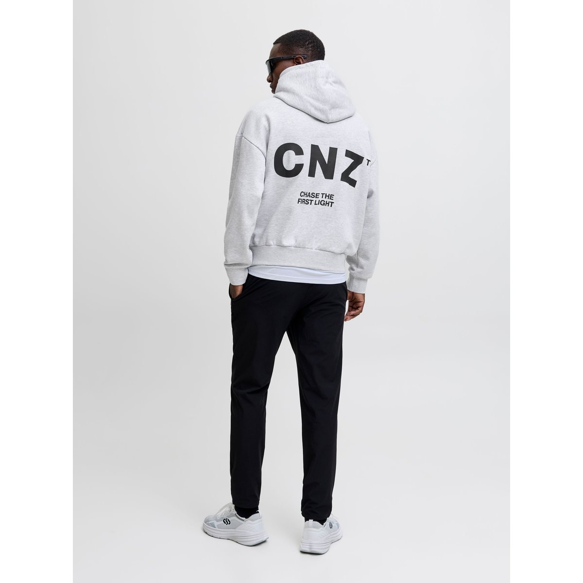 Sweat À Capuche white melange, JACK & JONES