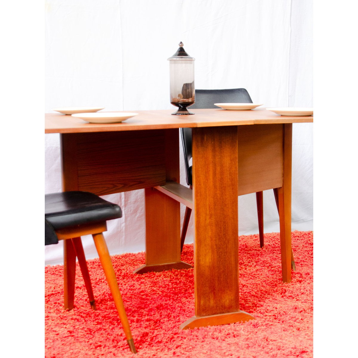 Table à manger pliante en teck Romy N°1607 - Bon état bois foncé, DEBONGOUT