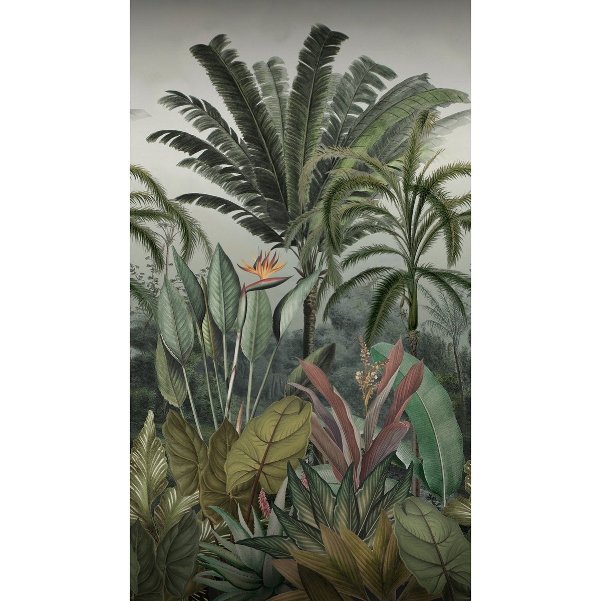 Fresque panoramique Paradis tropical vert, gris, SUBLIME