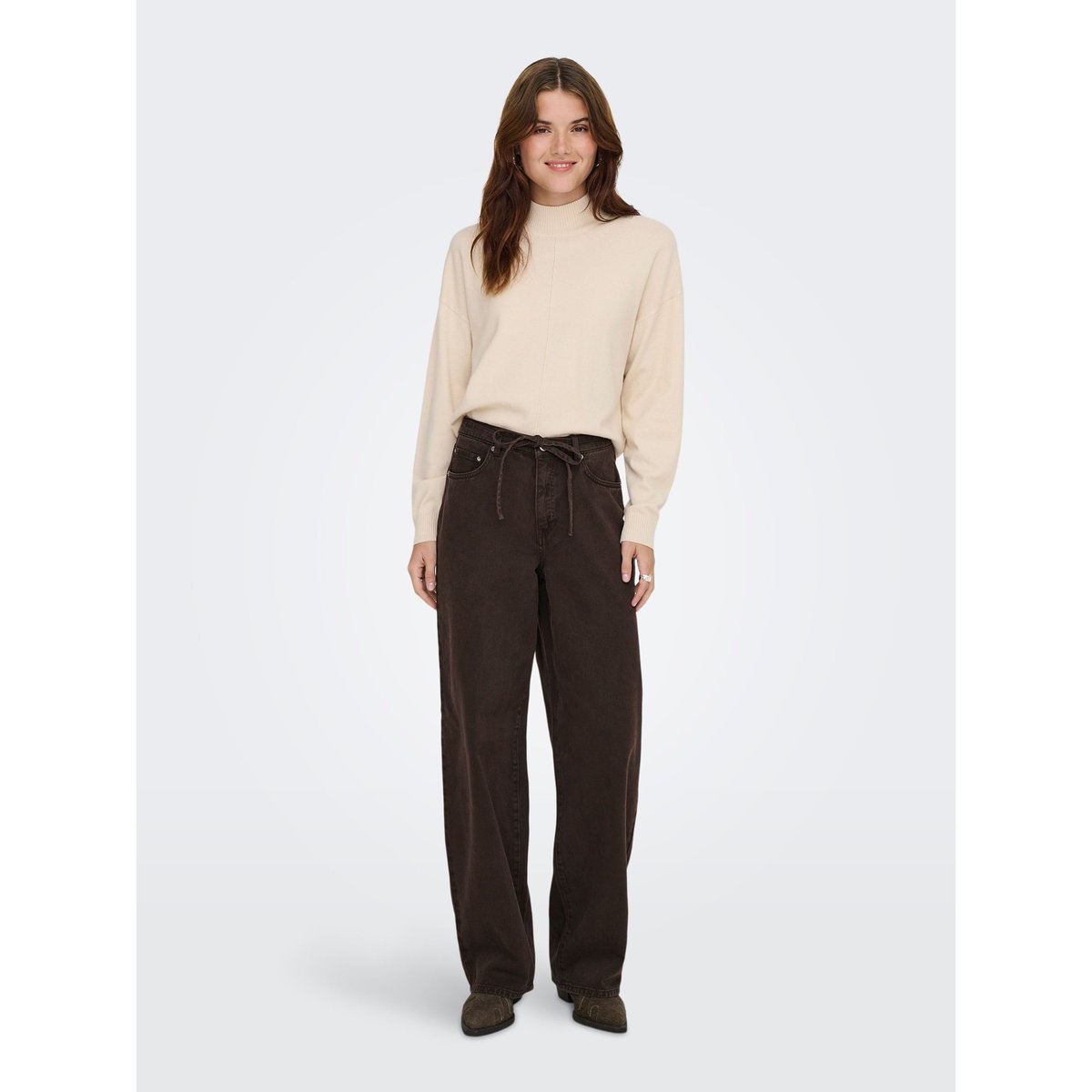 Jean À Jambe Large marron - dark brown denim, ONLY