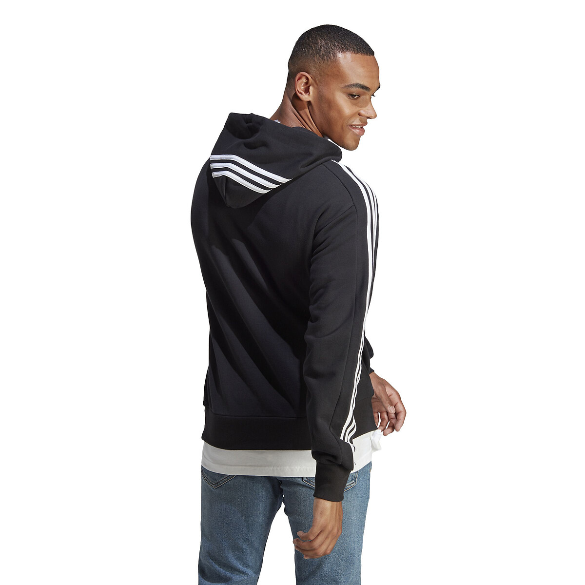 Sweat capuche à bandes noir, ADIDAS SPORTSWEAR