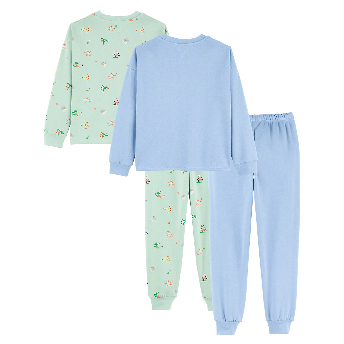 Set di 2 pigiami in felpa bianco + blu + grigio, LA REDOUTE COLLECTIONS