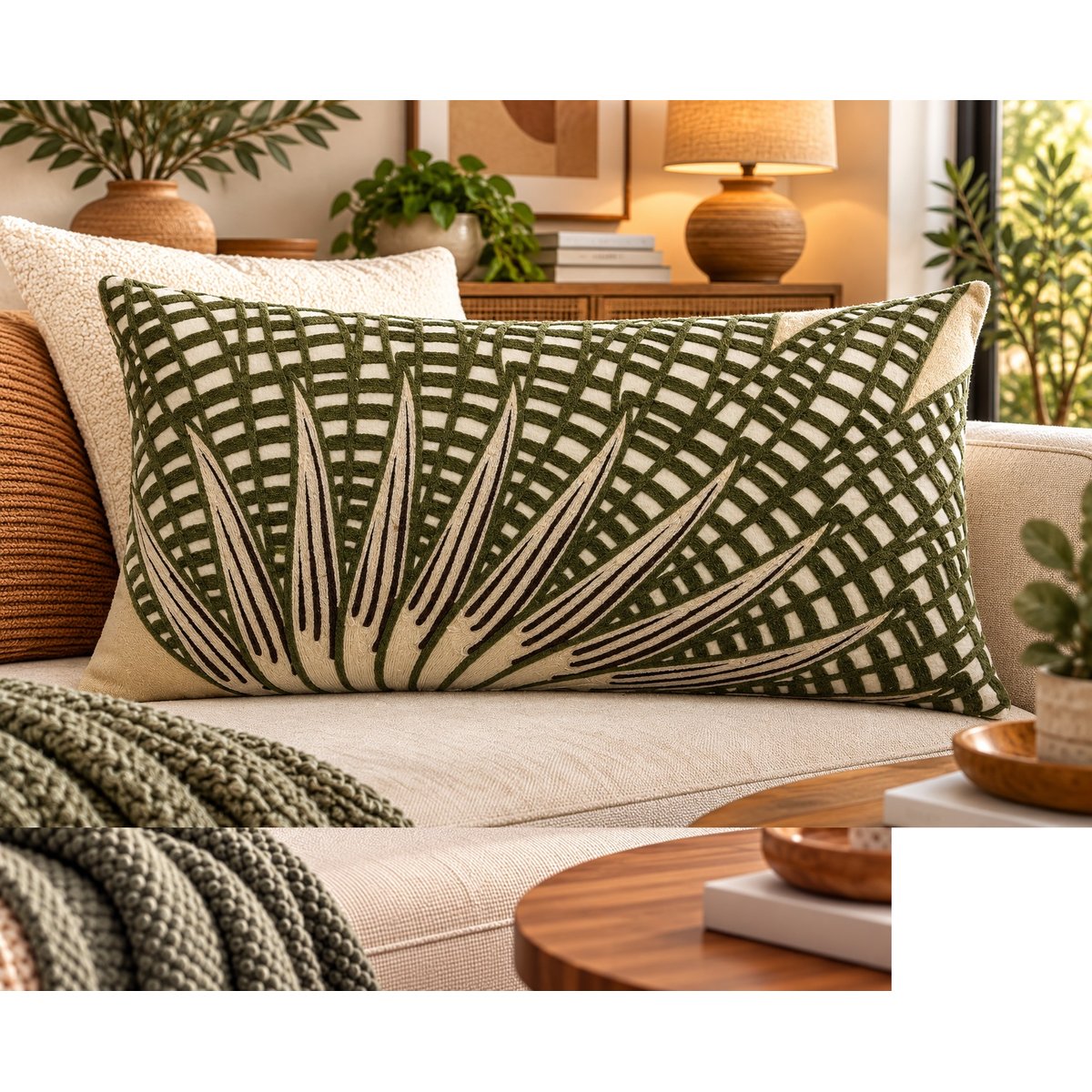 Coussin brodé Balade Estivale lin, EDEN