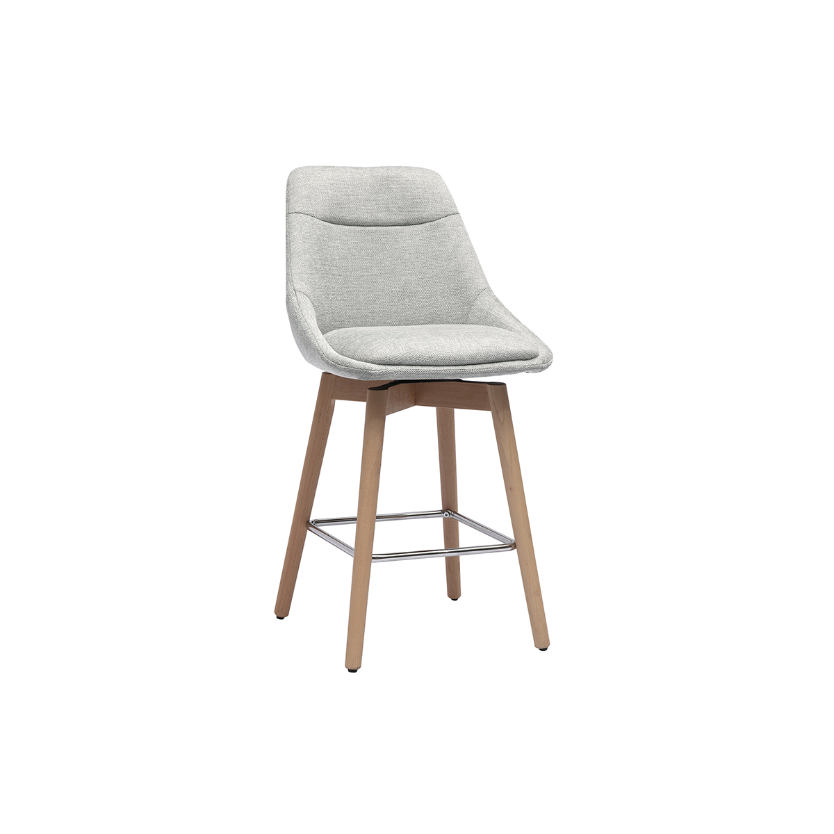 Tabourets de bar scandinaves pivotants 360° en tissu effet velours texturé beige et bois clair H65 cm (lot de 2) ALESS gris, MILIBOO