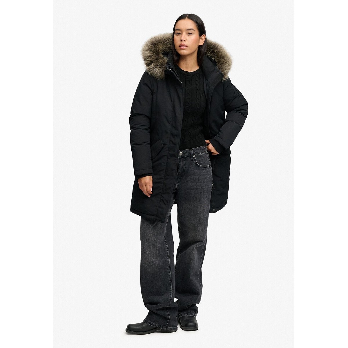 Parka à capuche Everest noir, SUPERDRY