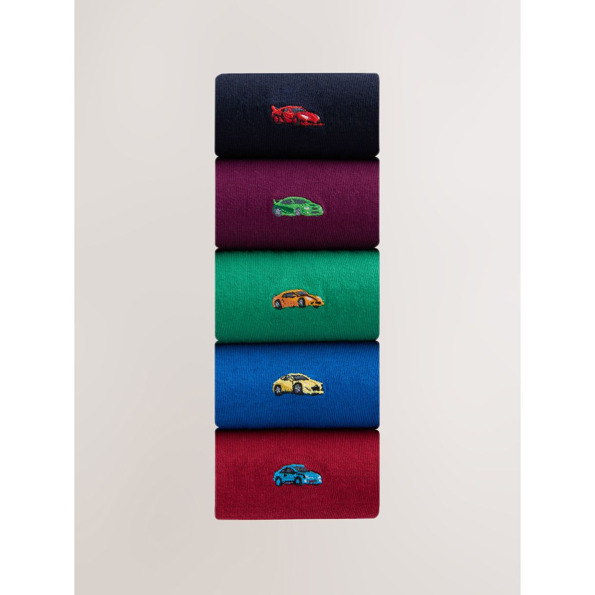 Chaussettes brodées fun, 5 paires voiture bleue/verte/rouge, NEXT