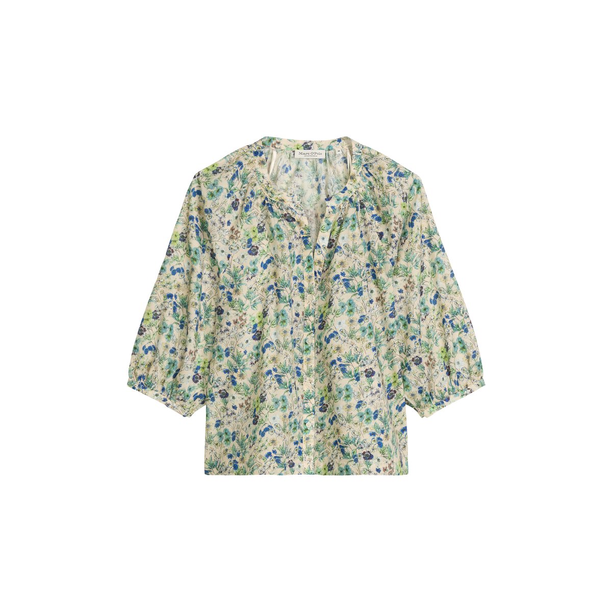 Blouse imprimée relaxed en voile de coton imprimé marron clair, MARC O'POLO