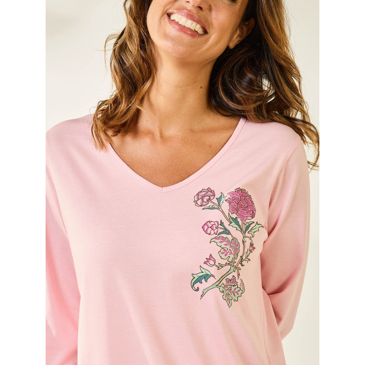 Lot de 2 chemises de nuit forme t-shirt imprimé vert + rose, DAXON