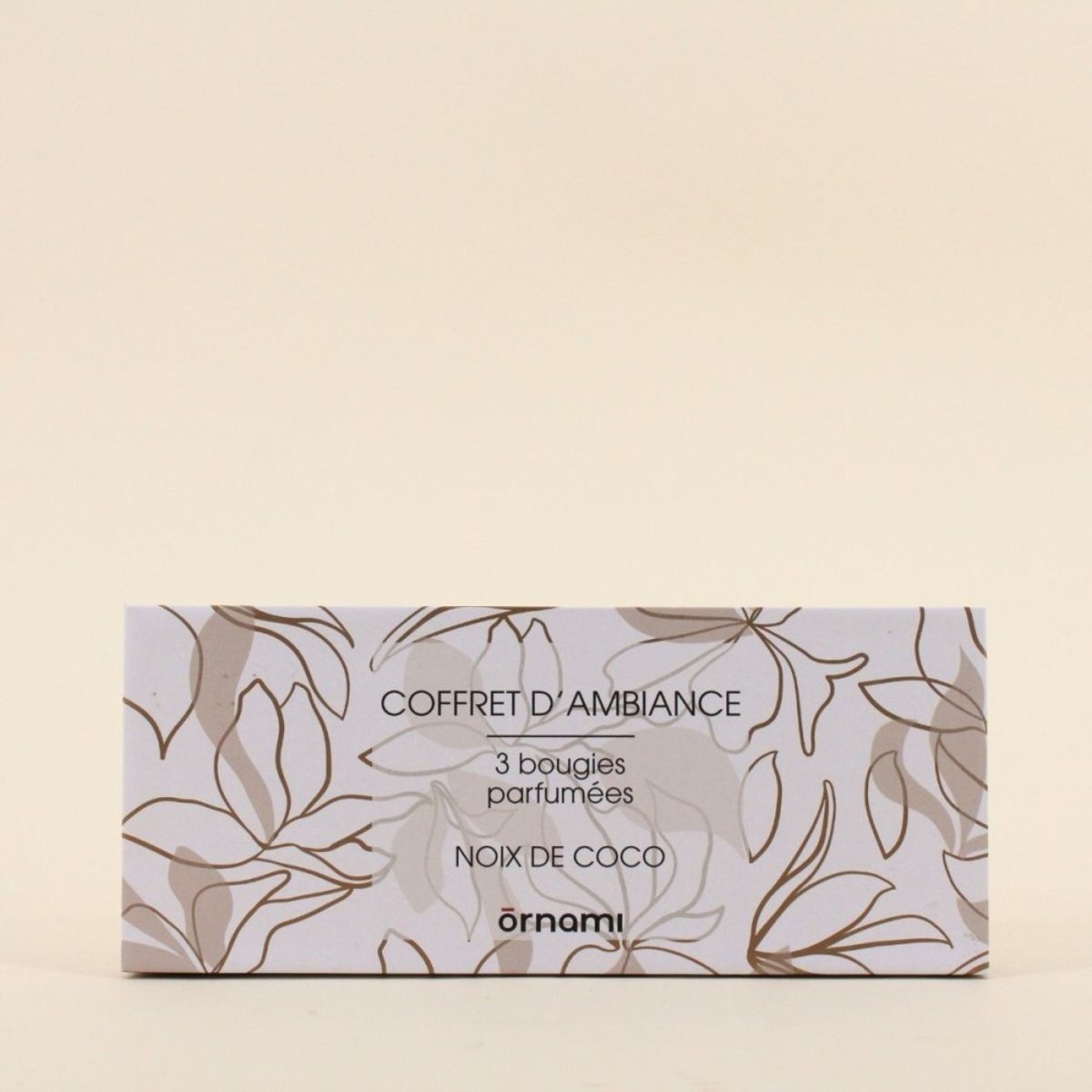 Coffret cadeau 3 bougies votives parfumées marron, ORNAMI