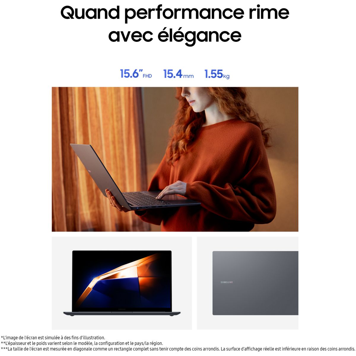 Ordinateur portable Galaxy Book4 15 i7 16Go 15,6" Intel Core i7 1355U 16 Go RAM LPDDR4x SSD 512 Go couleur unique, SAMSUNG